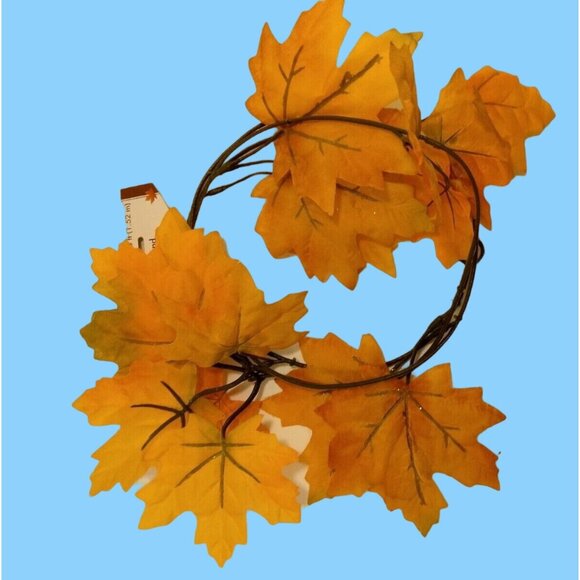 Maple Leaf Garland Thanksgiving Wreath Table Decorations Home Stairs Home 5 FT - Picture 1 of 4
